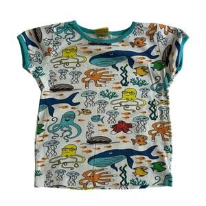 Duns of Sweden Ocean Creatures Organic Cotton T Shirt Size 4